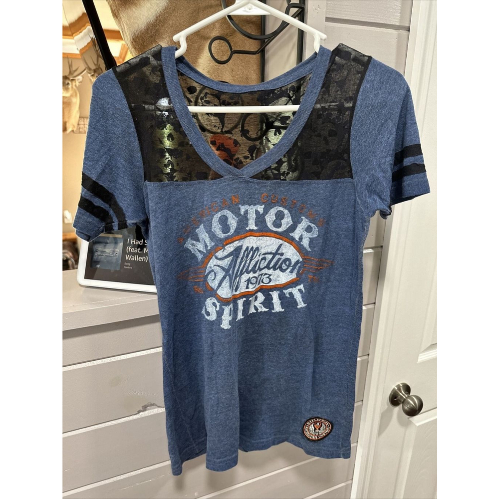 AFFLICTION American Customs Women's T-shirt Size Medium Motor Spirit Live Fast